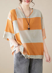 Italian Orange Oversized Drawstring Cotton Shirt Summer