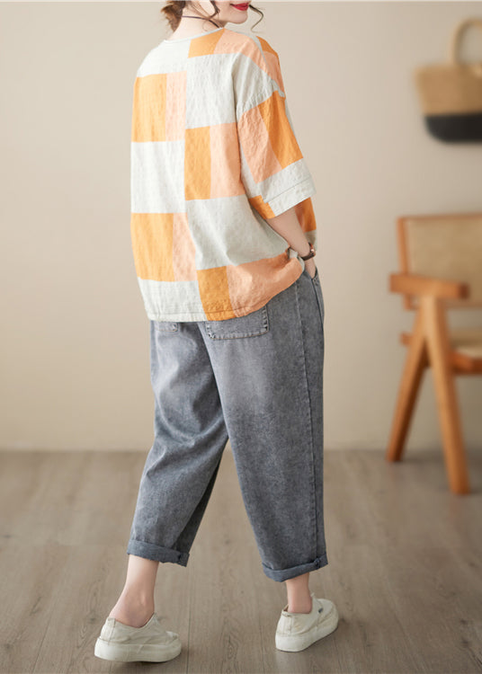 Italian Orange Oversized Drawstring Cotton Shirt Summer