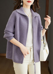 Italian Purple Peter Pan Collar Patchwork Wool Outwear Fall