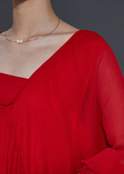 Italian Red Backless Chiffon Vestidos Long Dress Batwing Sleeve