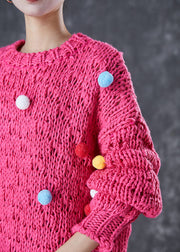 Italian Rose Fuzzy Ball Decorated Knit Long Sweater Dress Winter