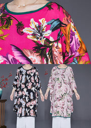 Italian Rose Oversized Print Ice Silk Long Dresses Summer