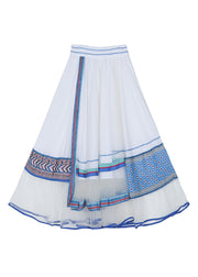 Italian White Print Elastic Waist Tulle Skirts Summer