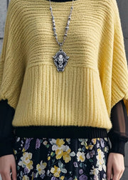 Italian Yellow Patchwork Tulle Fake Two Piece Sweater Tops Fall