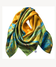 Italian Yellow Print Comfy Versatile Silk Scarf