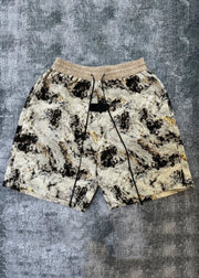 Jacquard Khaki Pockets Elastic Waist Cotton Men Hot Pants Summer