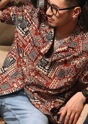 Japanese Cuban Collar Shirt For Men In Hawaii Summer