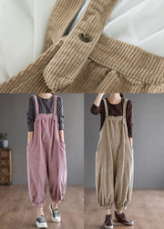 Khaki Corduroy Loose Overalls Jumpsuit Oversized Pockets Fall