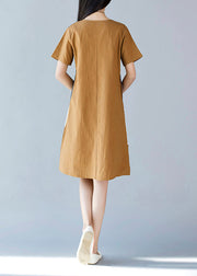 Khaki Cozy Mid Dresses Short Sleeve