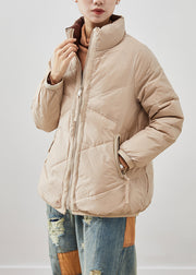 Khaki Warm Duck Down Winter Coats Zip Up Winter