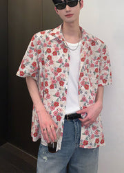 Leisure Versatile Short Sleeved Floral Vacation Style Shirt For Men