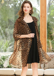 Leopard Chiffon UPF 50+ Cardigan Hooded Pockets Summer