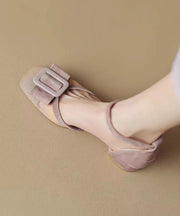 Light Purple Elegant Splicing Hollow Out Chunky Heel Sandals