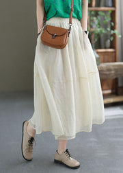 Loose Beige Solid Color Patchwork Tulle A Line Skirts Summer