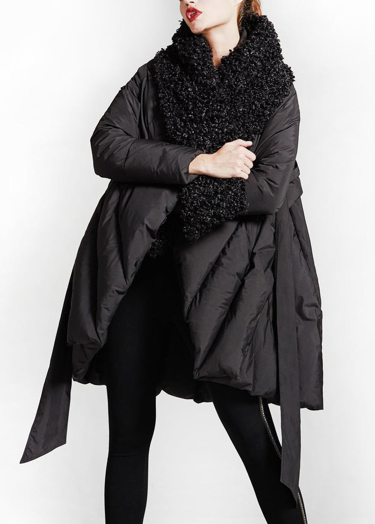 Loose Black Pockets Teddy Faux Fur Patchwork Duck Down Down Coat Winter