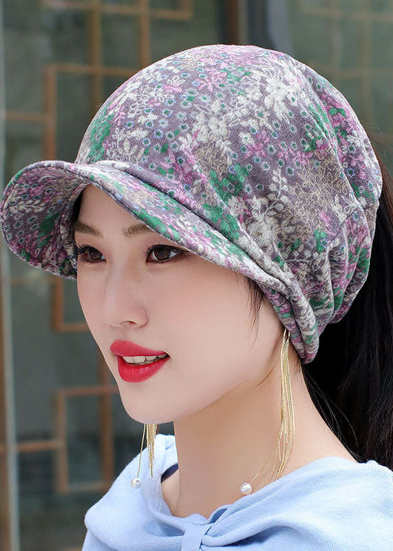 Loose Coffee Print Knitted Cotton Thread Bonnie Hat