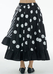 Loose Dot Ruffled Patchwork Elastic Waist Cotton Skirts Summer