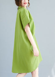 Loose Green Asymmetrical Design Cotton Maxi Dresses Summer