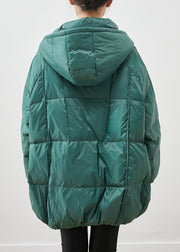 Loose Green Hooded Zippered Duck Down Jackets Winter