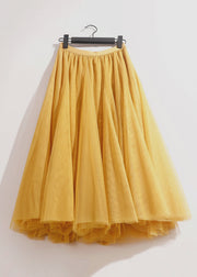 Loose Grey Solid Elastic Waist Tulle Skirts Summer