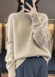 Loose Purple Turtleneck Cozy Cotton Knit Sweaters Long Sleeve