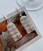 Loose Silk Copper Hollow Out Lantern Drop Earrings