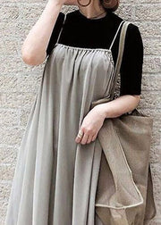 Loose Slash Neck Wrinkled Long Strap Dress Summer