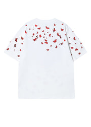 Loose White O Neck Print Cotton Men Neutral T Shirt Short Sleeve