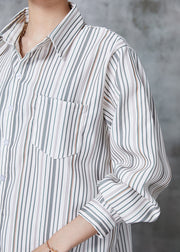 Loose White Oversized Striped Cotton Shirt Tops Spring