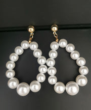 Loose White Pearl Water Drop Drop Earrings