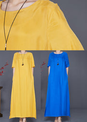 Loose Yellow Oversized Side Open Silk Beach Dress Summer