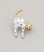 Lovely Black Alloy Dot Little Cats Brooches