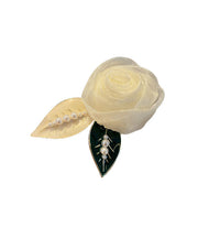 Modern Beige Alloy Pearl Rose Floral Hairpin