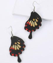 Modern Black Butterfly Wing Shape Acrylic Drop Earrings