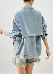 Modern Blue Oversized Two Wearing Methods Denim Coat Fall