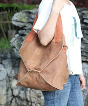 Modern Brown Calf Leather Satchel Handbag Backpack Bag