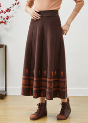 Modern Chocolate Exra Large Hem Print Wool Skirts Fall