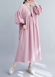 Modern Coffee Oversized Exra Large Hem Cotton Pleated Dresses Lantern Sleeve