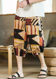 Modern Colorblock Pockets High Waist Cotton Men Crop Pants