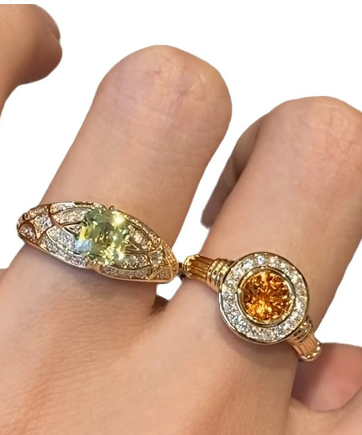 Modern Copper Asymmetry Zircon Gem Stone Two Piece Set