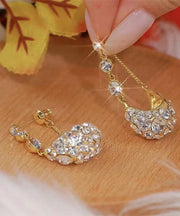 Modern Gold Copper Overgild Zircon Cradle Hoop Earrings