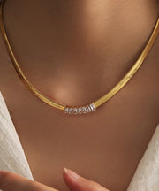 Modern Gold Stainless Steel Zircon Princess Necklace