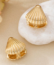 Modern Gold Sterling Silver Overgild Shell Stud Earrings