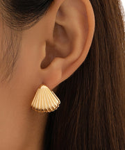 Modern Gold Sterling Silver Overgild Shell Stud Earrings