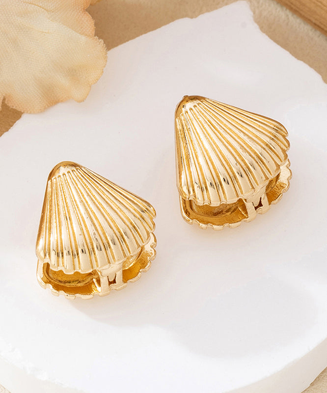 Modern Gold Sterling Silver Overgild Shell Stud Earrings