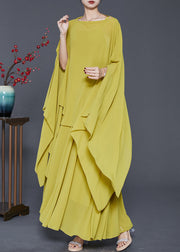 Modern Grass Green Asymmetrical Chiffon Two Piece Suit Set Spring