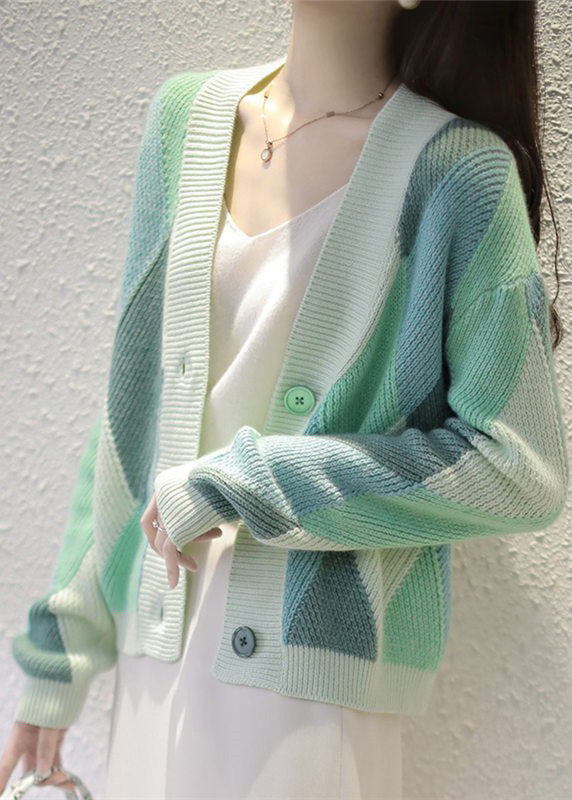 Modern Green Oversized Warm Knit Cardigans Spring