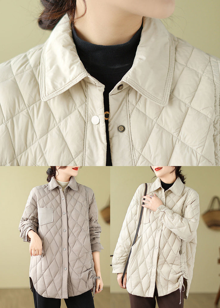 Modern Grey Plaid Patchwork Tie Waist Jacket Winter