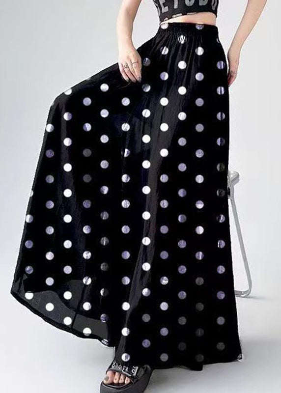 Modern Khaki High Waist Dot Print Wide Leg Pants Fall