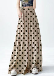 Modern Khaki High Waist Dot Print Wide Leg Pants Fall